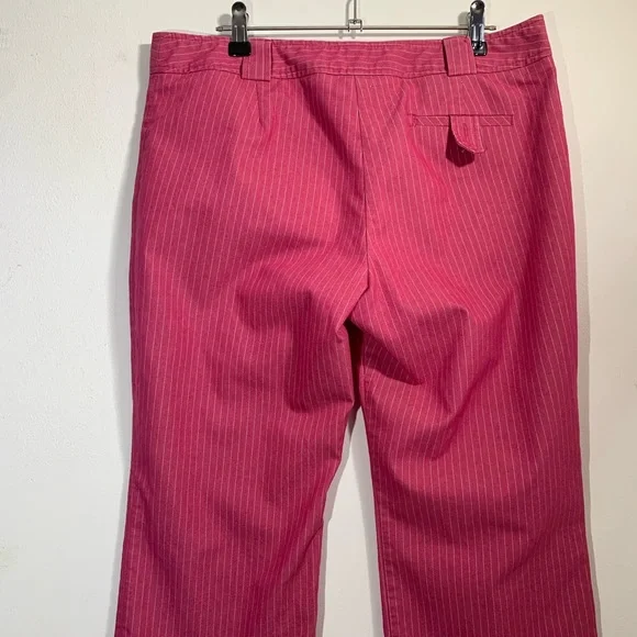 Next Capri Trousers Pink Pinstripe Cotton Blend Cuffed Hem With Pockets UK 14 - Picture 8 of 13